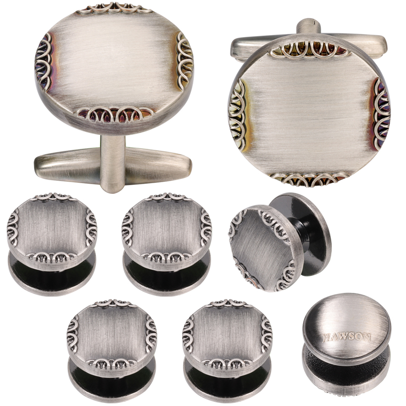 Cufflinks Silver Set - New Ancient Silver Color Cufflink and