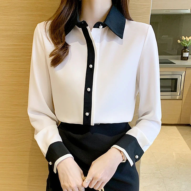 Men'S Formal Wear Accessories - White Chiffon Shirt for Women Korean