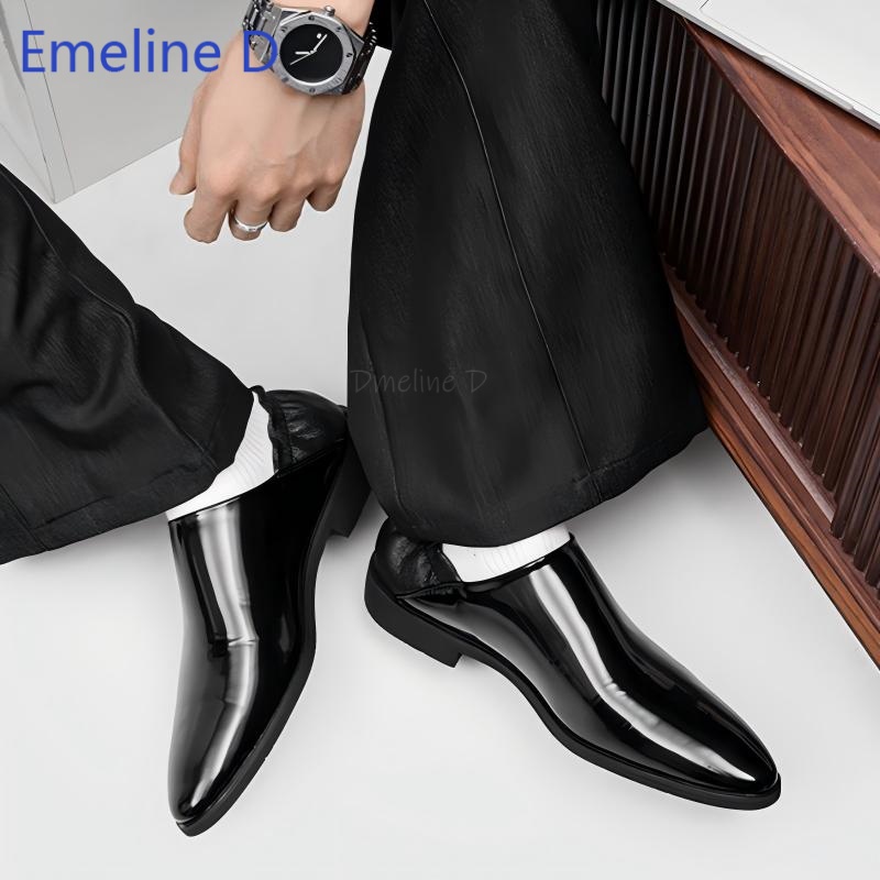 Male Glossy Patent Leather Loa - Men'S Urban Formal Wear ulasan dan harga