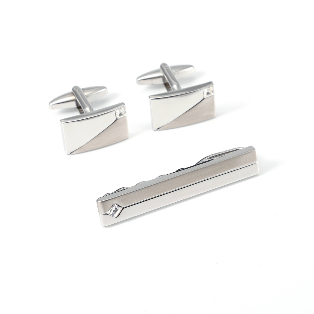 Simple Geometric Diamond Studd - Cufflinks Silver Set ulasan dan harga