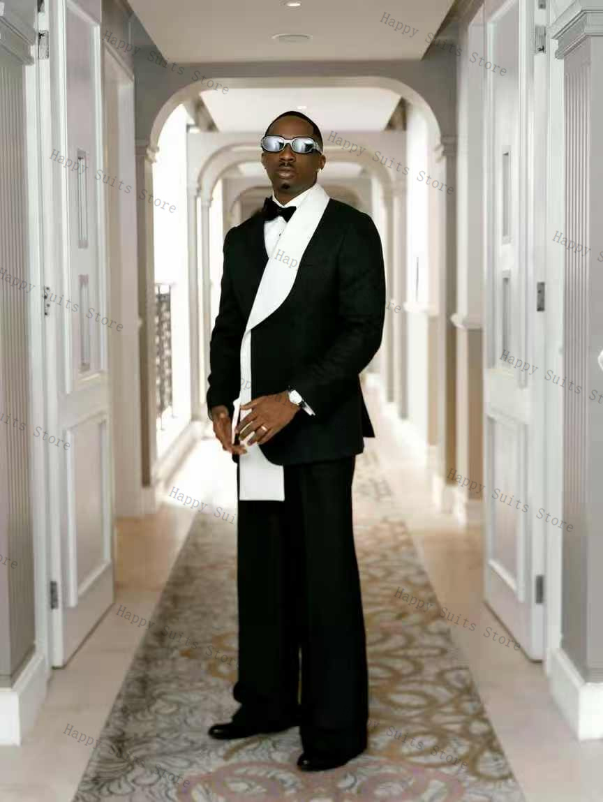 Black White Men Suit Set 2 Pcs - Formal Wear Jersey For Men ulasan dan harga