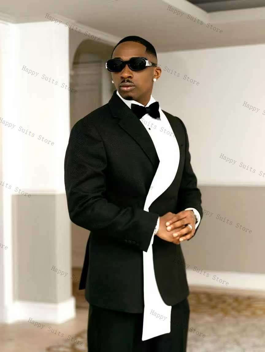 Black White Men Suit Set 2 Pcs - Formal Wear Jersey For Men ulasan dan harga