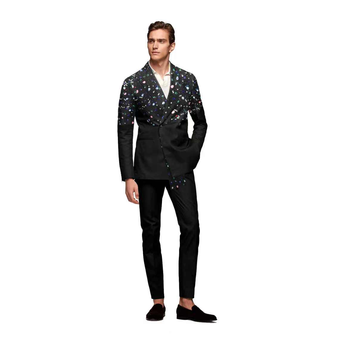 Black Men Suit Set 2 Pieces Cr - Formal Wear Jersey For Men ulasan dan harga