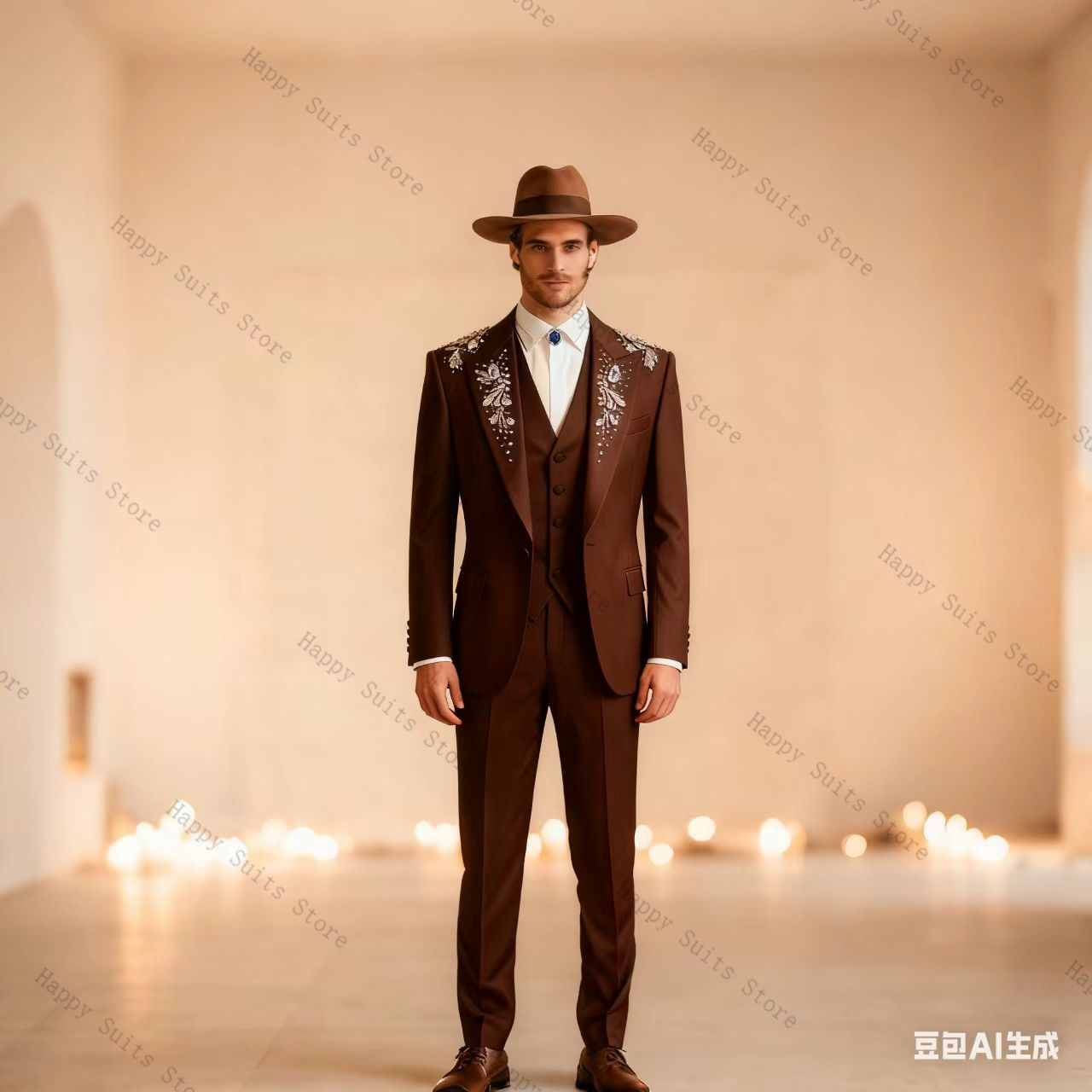 Blue Crystals Men Suit Set 3 P - Formal Wear Jersey For Men ulasan dan harga
