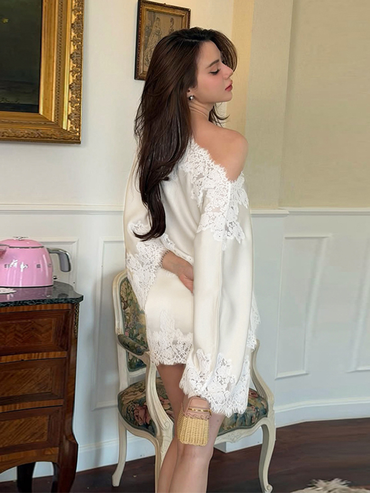 Elegant Lace Patchwork Women's - Men Formal Wear Set ulasan dan harga