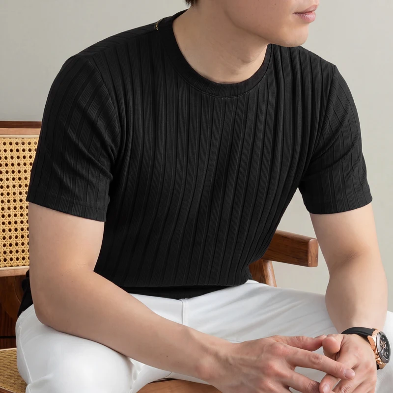 Business Casual Ribbed T Shirt - Men'S Formal Wear Accessories ulasan dan harga