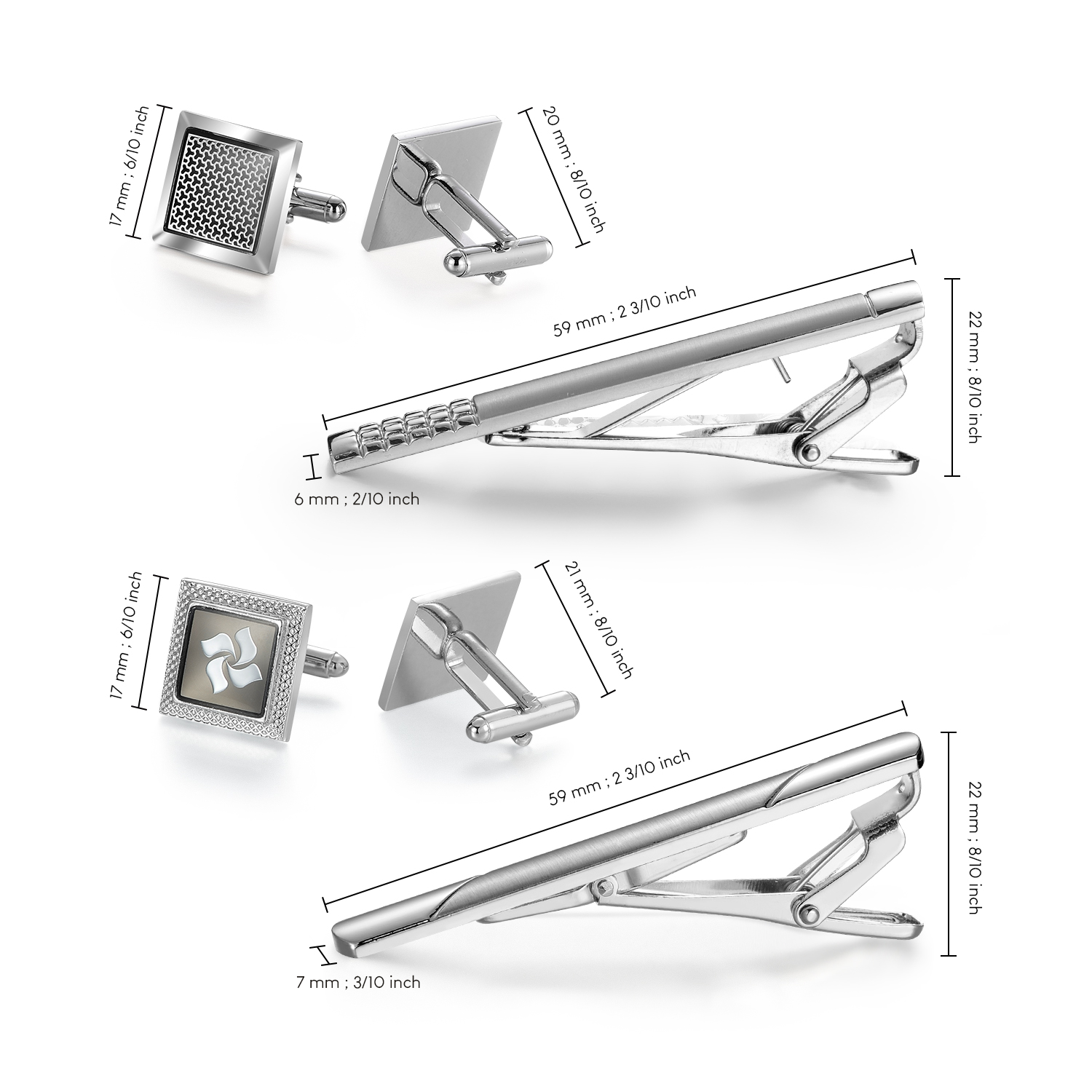Tie Clip And Cufflink Set To M - Cufflinks Silver Set ulasan dan harga
