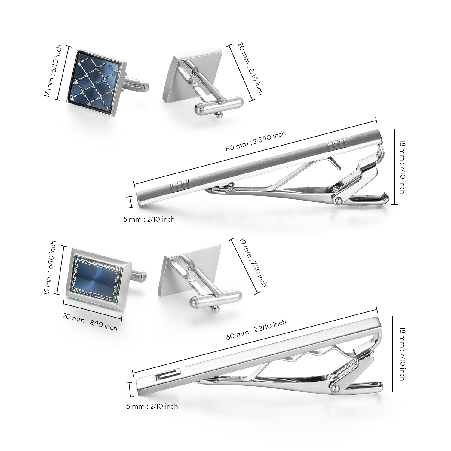Tie Clip And Cufflink Set To M - Cufflinks Silver Set ulasan dan harga