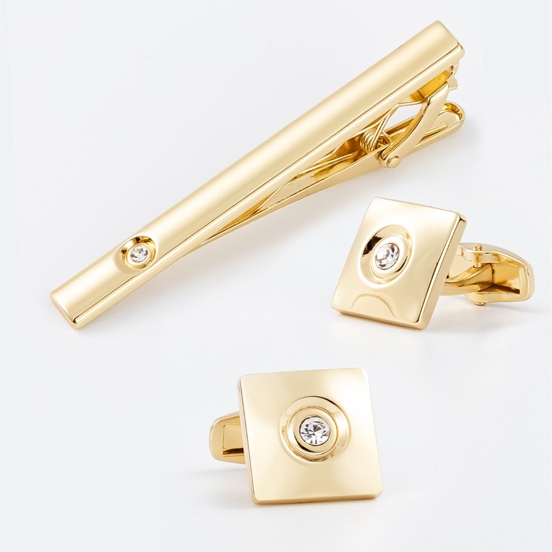 Light Luxury Gold Silver Squar - Cufflinks Silver Set ulasan dan harga