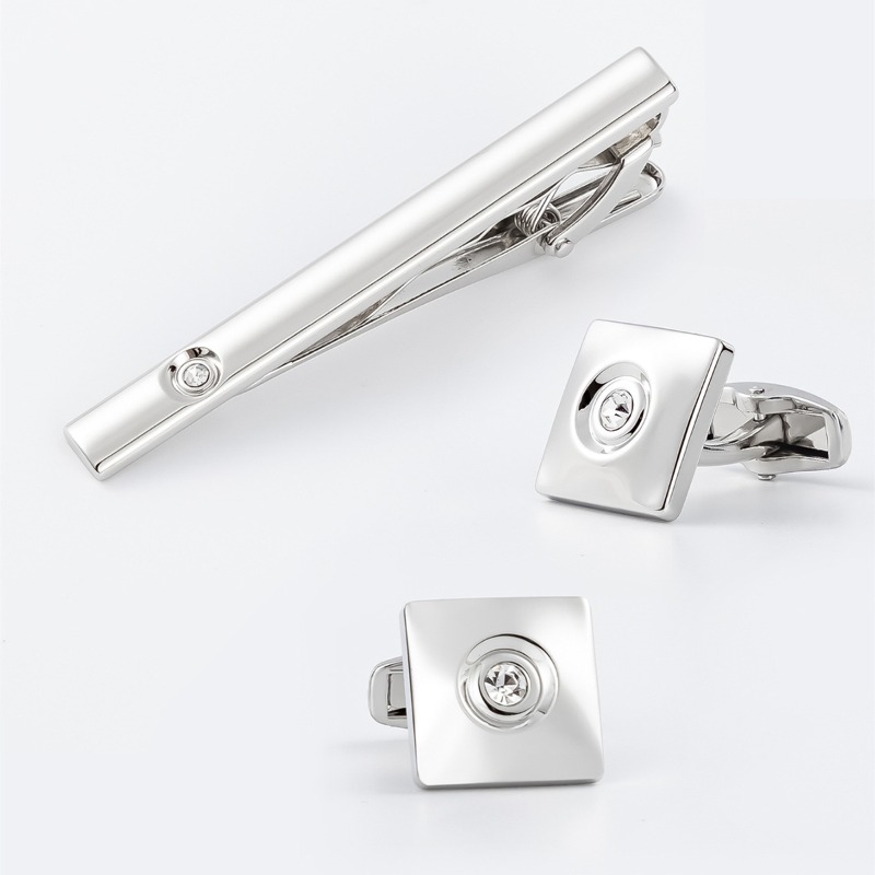 Light Luxury Gold Silver Squar - Cufflinks Silver Set ulasan dan harga