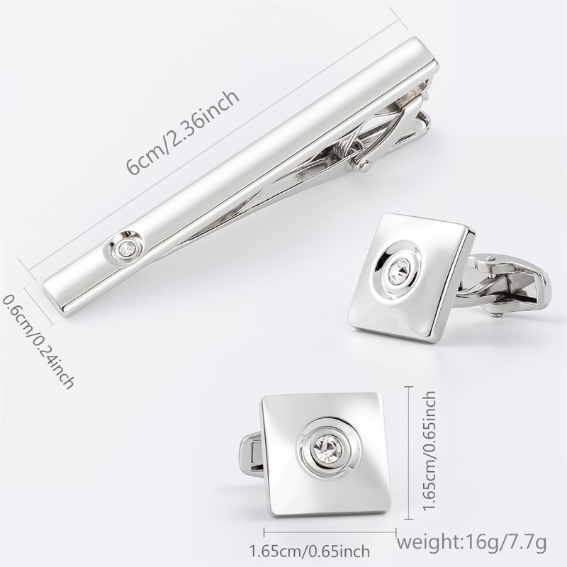 Light Luxury Gold Silver Squar - Cufflinks Silver Set ulasan dan harga