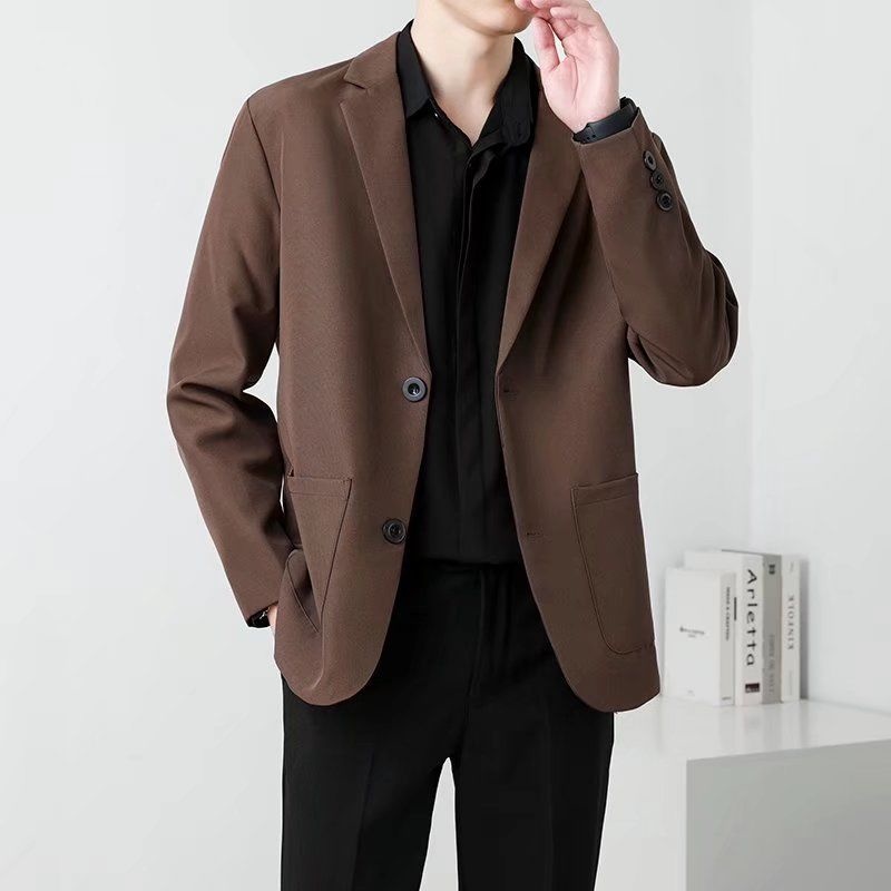 Spring Brown Black Blazer Men  - Men Formal Wear Brown ulasan dan harga
