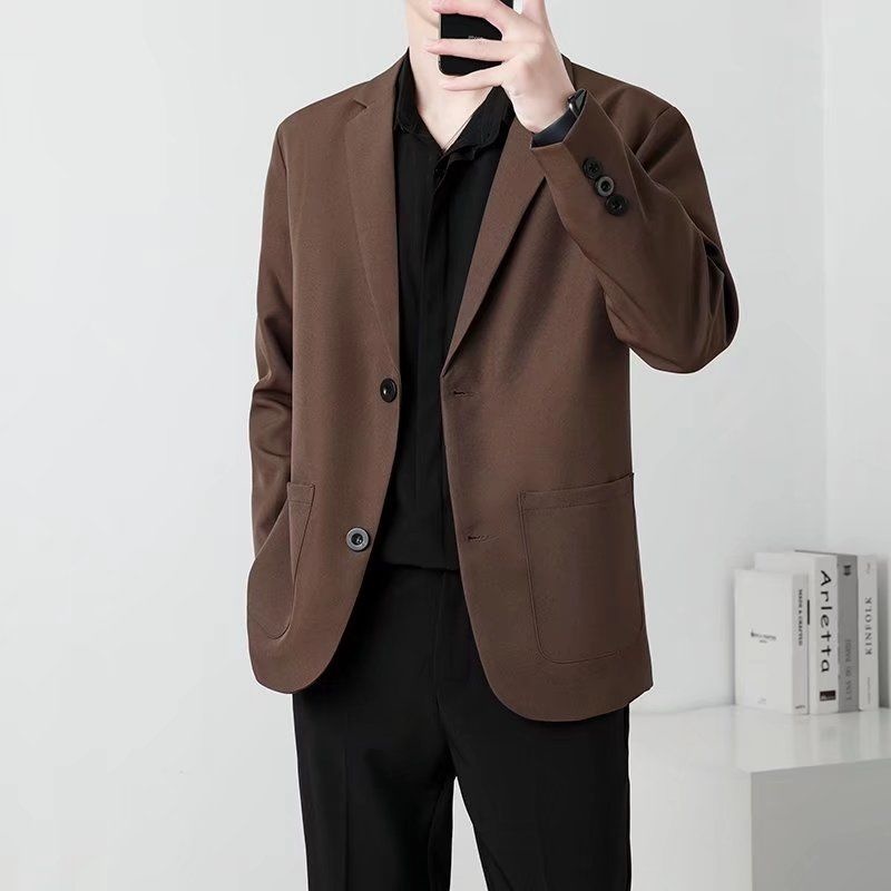 Spring Brown Black Blazer Men  - Men Formal Wear Brown ulasan dan harga
