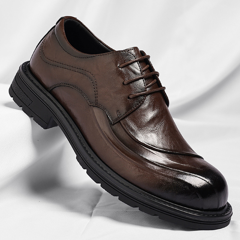 Brown Burnished Genuine Leathe - Men Formal Wear Brown ulasan dan harga