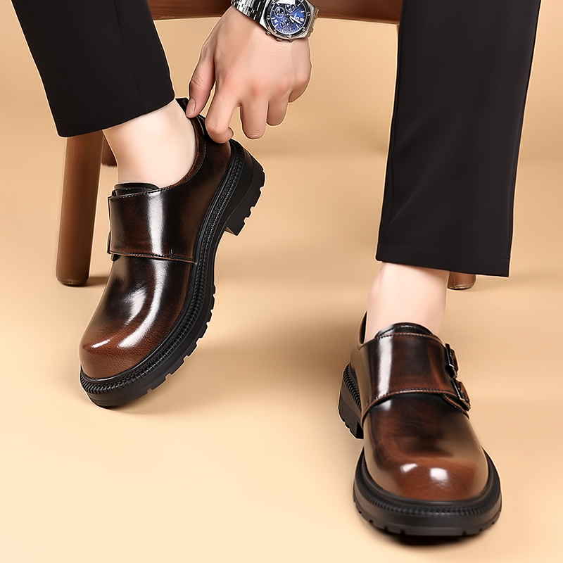 Retro Brown Men's Leather Casu - Men Formal Wear Brown ulasan dan harga