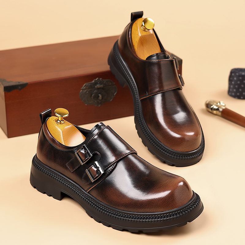 Retro Brown Men's Leather Casu - Men Formal Wear Brown ulasan dan harga