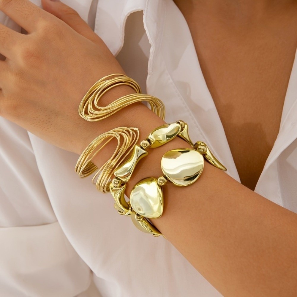 New Irregular Open Cuff Bracel - Cufflinks Silver Set ulasan dan harga