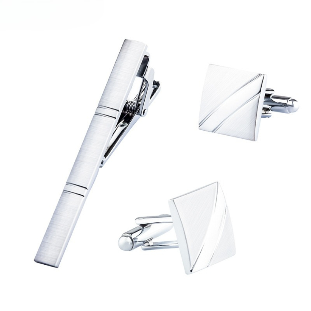 A Set Men New Silver Square Br - Cufflinks Silver Set ulasan dan harga