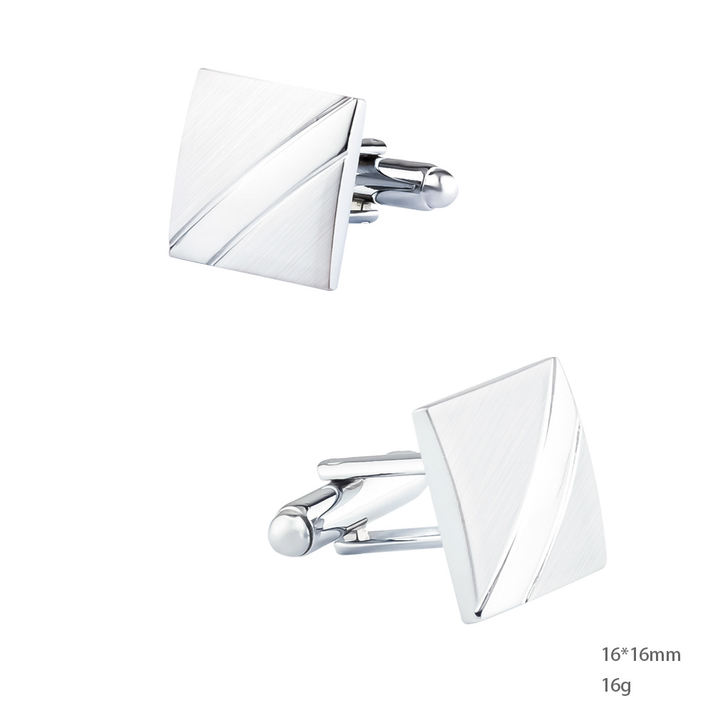 A Set Men New Silver Square Br - Cufflinks Silver Set ulasan dan harga