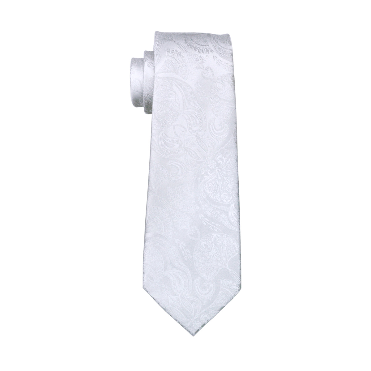 FA-393 Men's Tie White Paisley - Cufflinks Silver Set ulasan dan harga