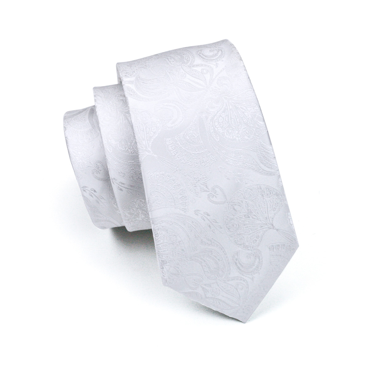 FA-393 Men's Tie White Paisley - Cufflinks Silver Set ulasan dan harga