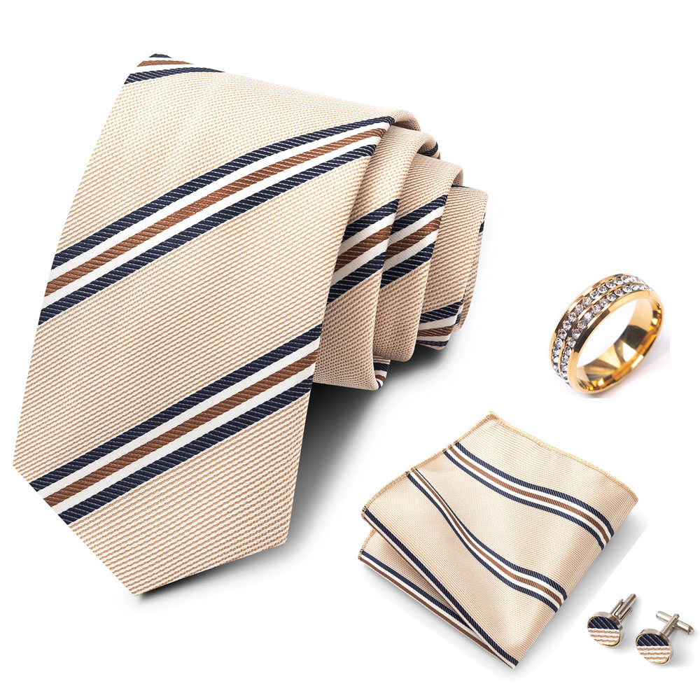 Striped men's tie set, stylish - Men Formal Wear Set ulasan dan harga