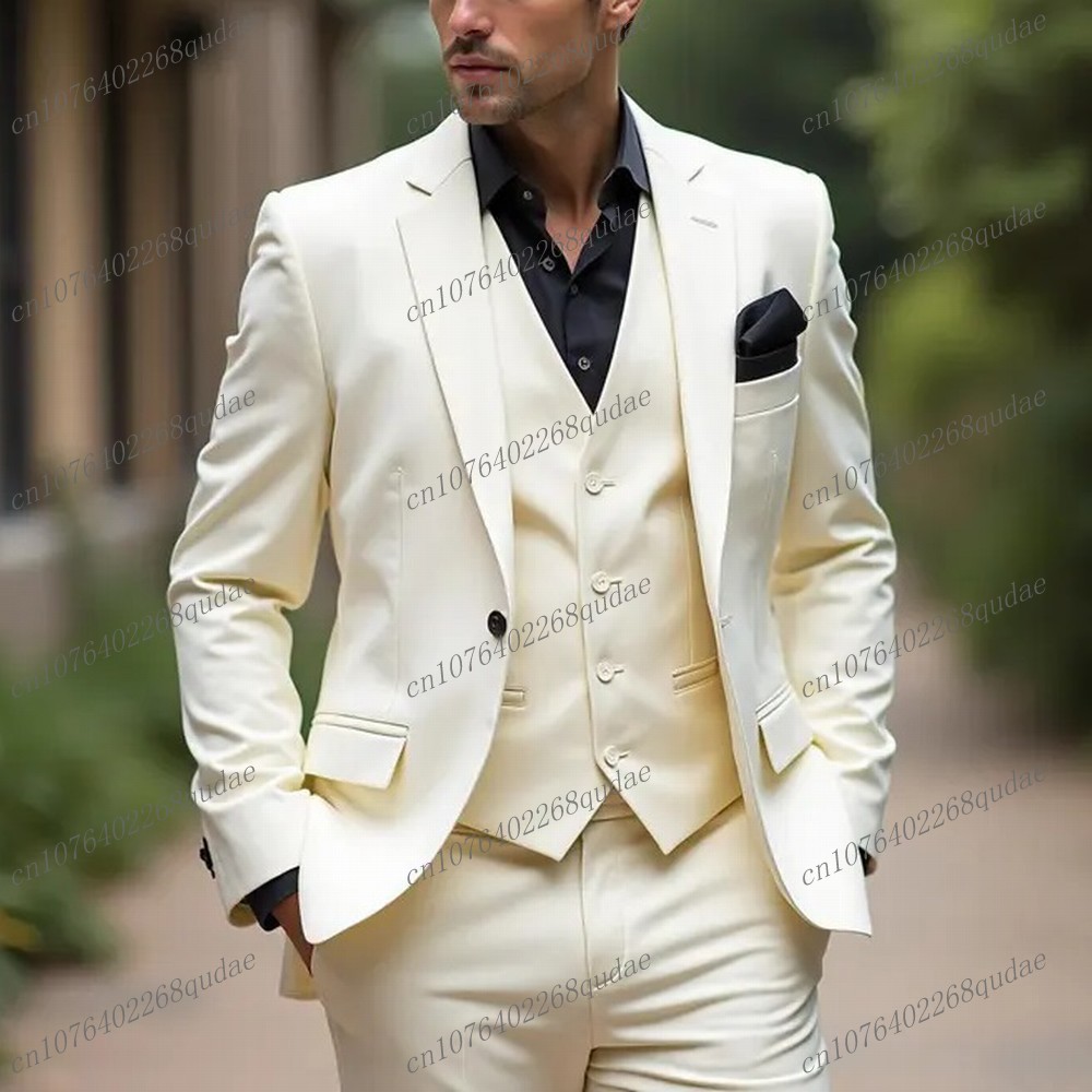 New White Formal Men Suit Wedd - Formal Wear Jersey For Men ulasan dan harga