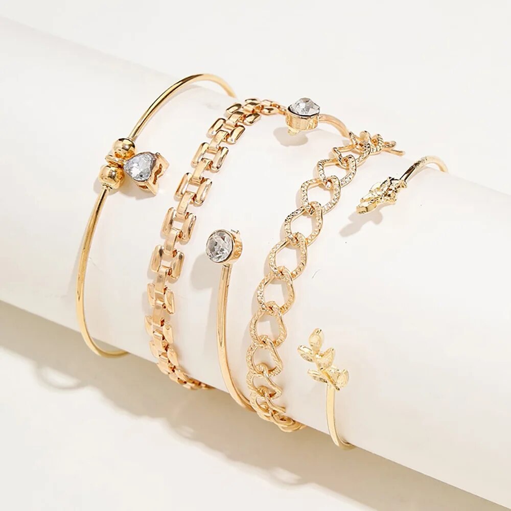 Bohemian Leaves Bracelet Set F - Cufflinks Silver Set ulasan dan harga