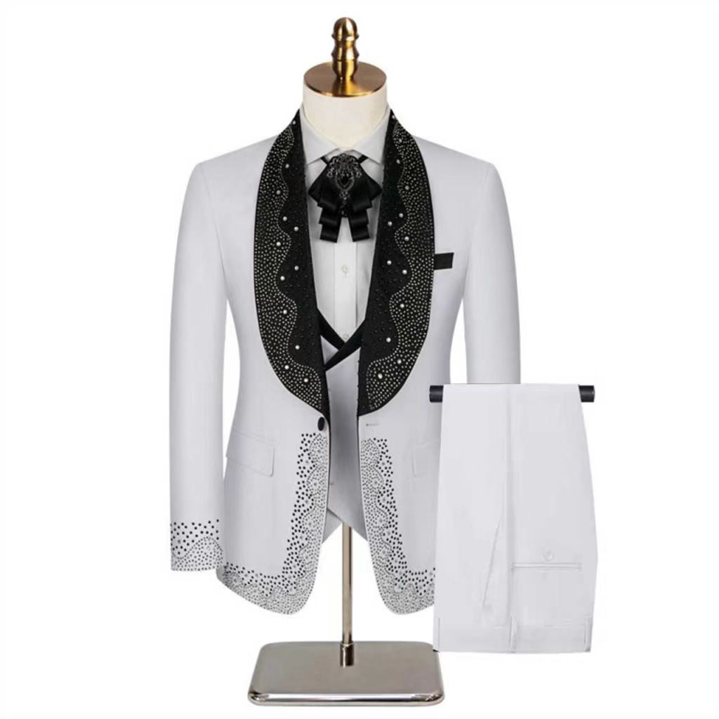 White Men Suit Set 2 Pieces Bl - Formal Wear Jersey For Men ulasan dan harga