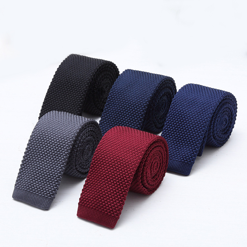 6cm Solid Black White Knitted  - Men'S Formal Wear Ties ulasan dan harga