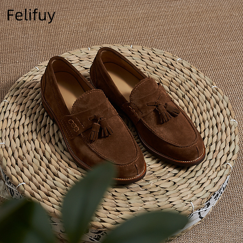 New Brown Men Flat Loafers Cow - Men Formal Wear Brown ulasan dan harga