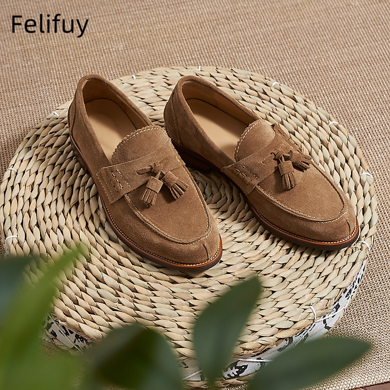 New Brown Men Flat Loafers Cow - Men Formal Wear Brown ulasan dan harga