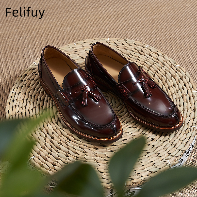 New Brown Men Flat Loafers Cow - Men Formal Wear Brown ulasan dan harga