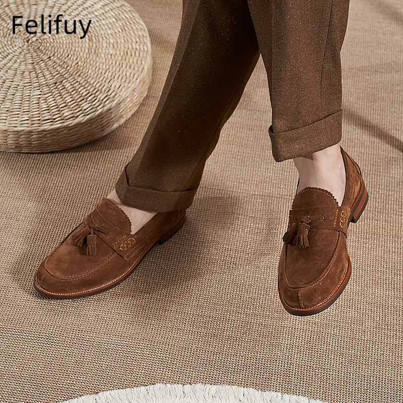 New Brown Men Flat Loafers Cow - Men Formal Wear Brown ulasan dan harga