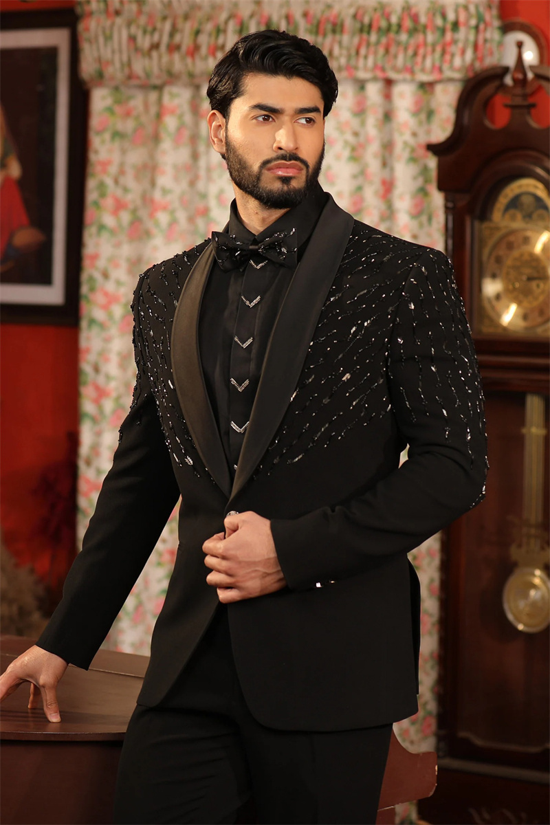 Crystals Black Men Suit Set 2  - Formal Wear Jersey For Men ulasan dan harga