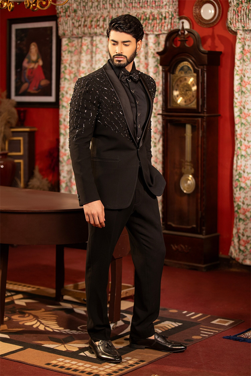 Crystals Black Men Suit Set 2  - Formal Wear Jersey For Men ulasan dan harga
