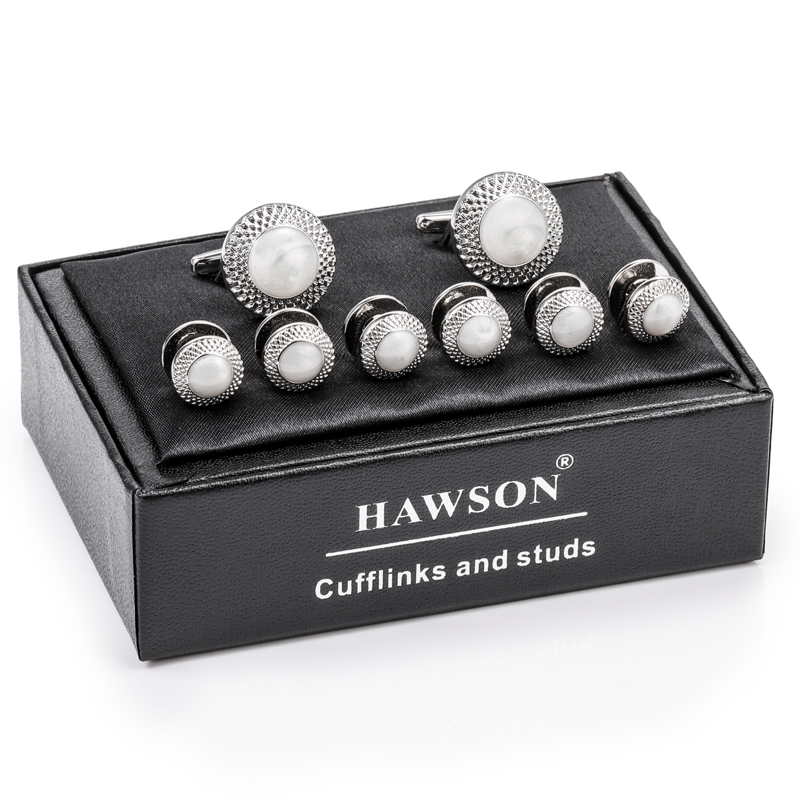 HAWSON Silver Plated Opal Shel - Cufflinks Silver Set ulasan dan harga