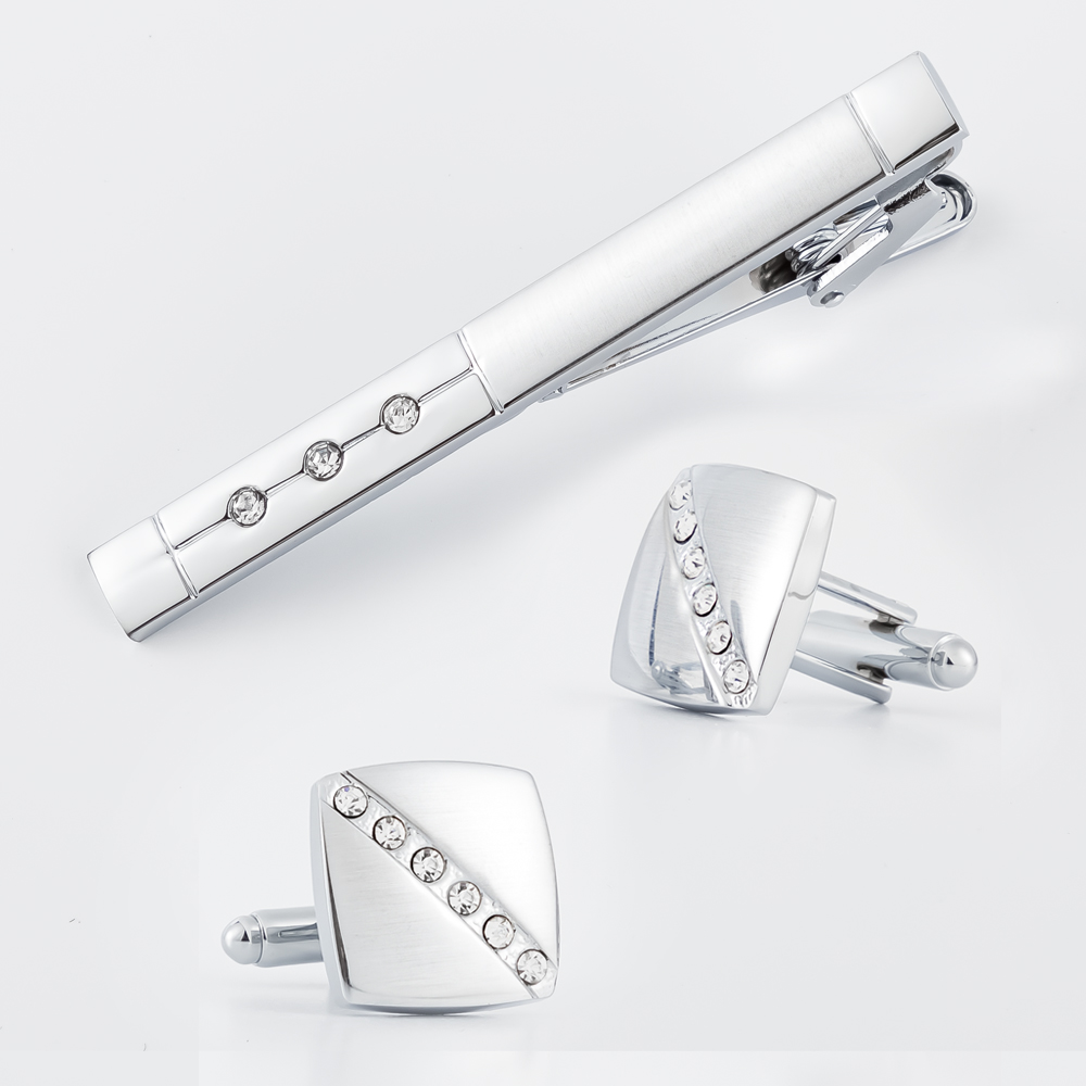 Fashion Mens Diamond Silver Cu - Cufflinks Silver Set ulasan dan harga