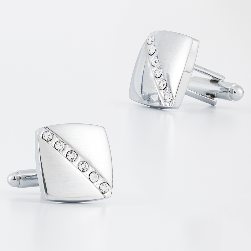 Fashion Mens Diamond Silver Cu - Cufflinks Silver Set ulasan dan harga