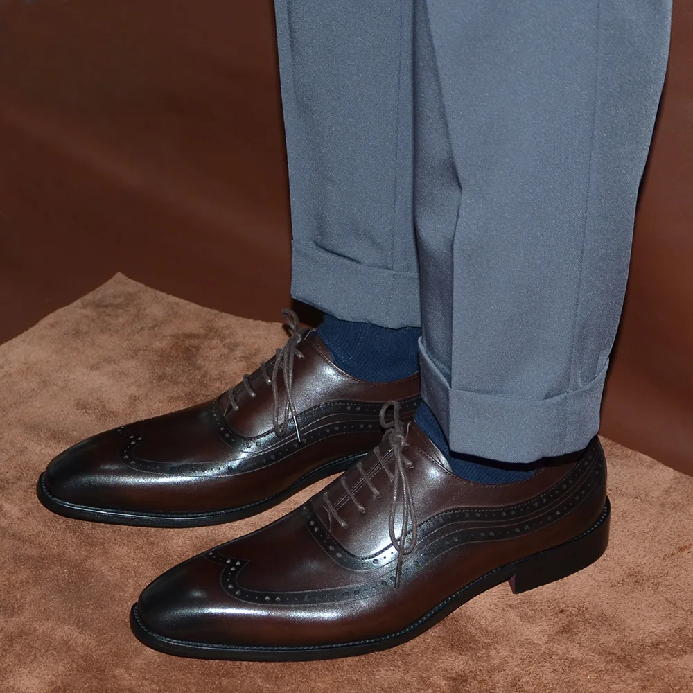 Luxury Mens Wingtip Oxford Dre - Men Formal Wear Brown ulasan dan harga