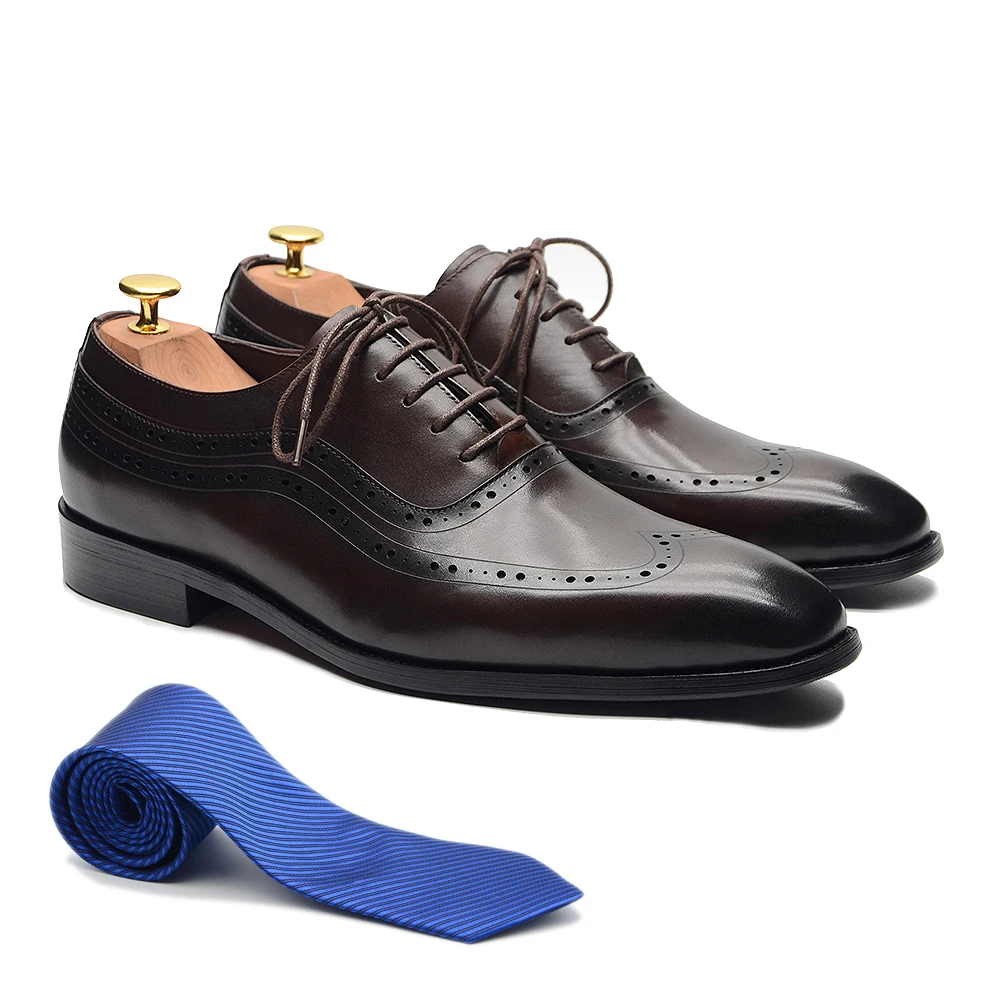 Luxury Mens Wingtip Oxford Dre - Men Formal Wear Brown ulasan dan harga