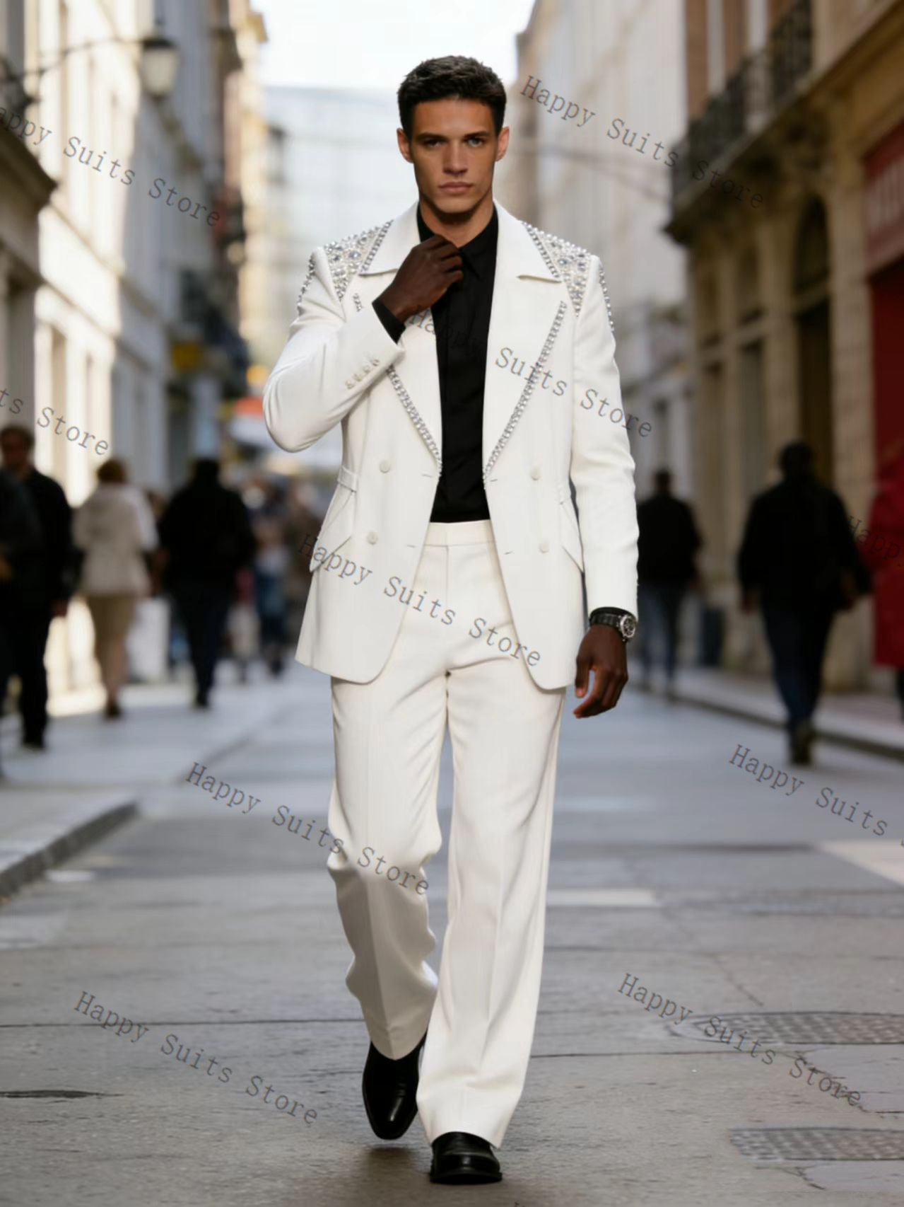 Crystals Men Suit Set 2 Pcs Gr - Formal Wear Jersey For Men ulasan dan harga