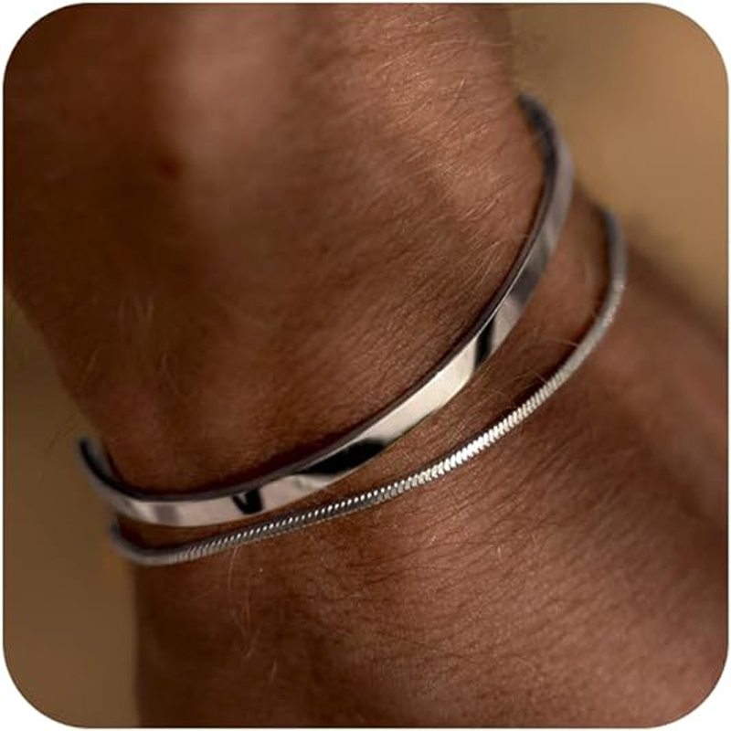 Stackable Bracelets for Men, 9 - Cufflinks Silver Set ulasan dan harga