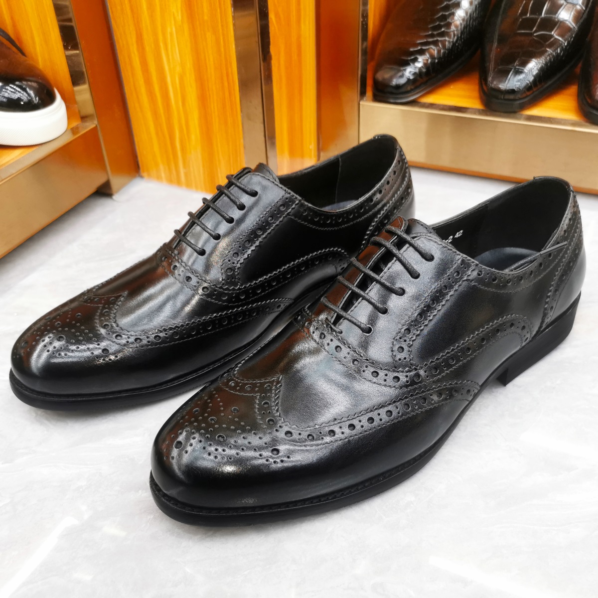 Luxury Men's Dress Shoes Genui - Men Formal Wear Brown ulasan dan harga